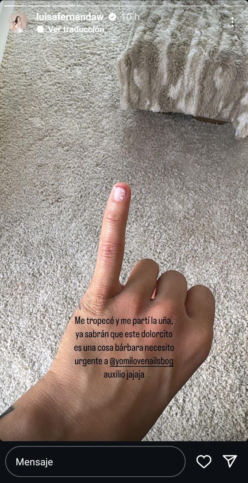 Luisa Fernanda W tuvo un accidente dentro de su casa.