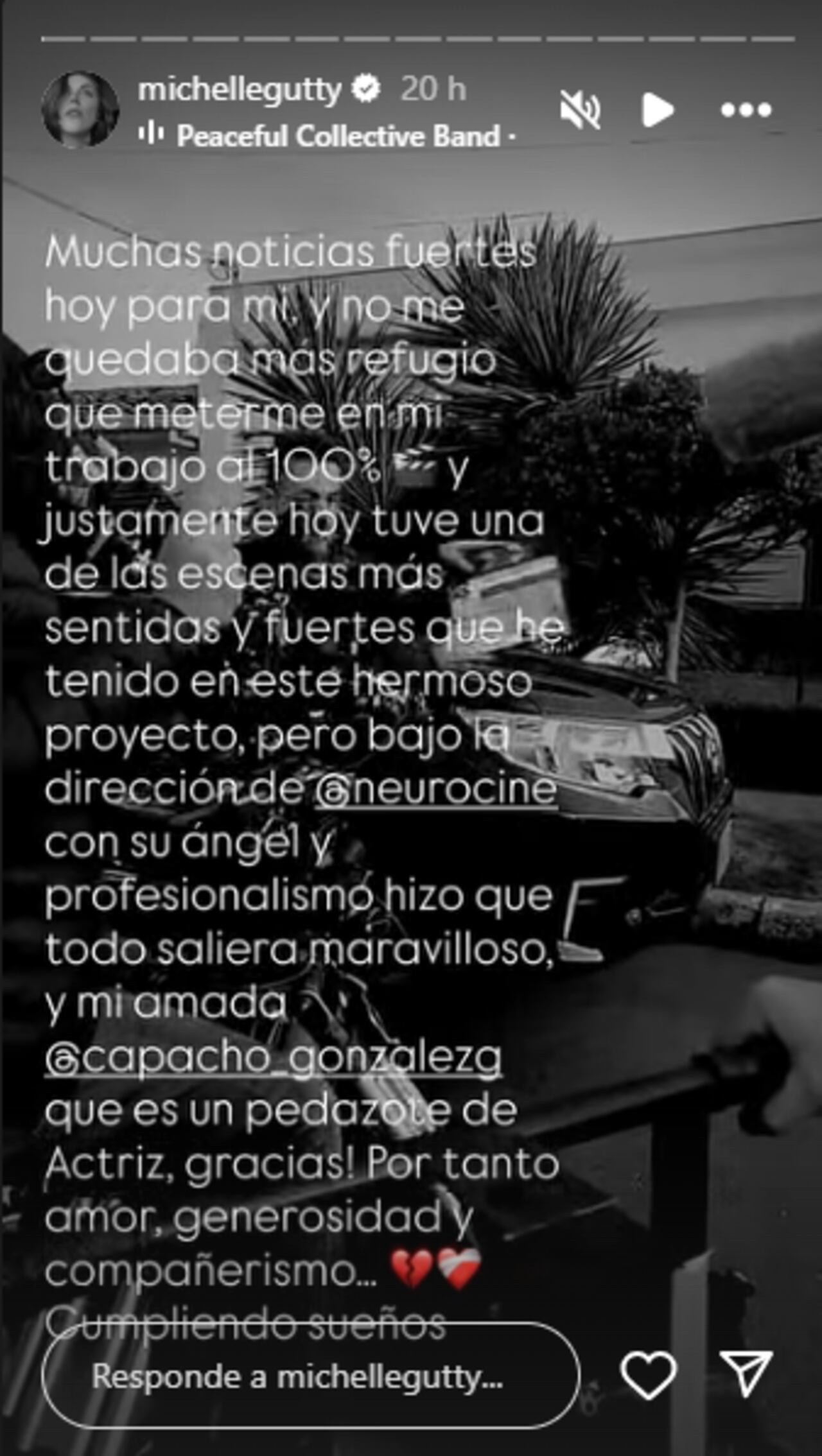 Michelle Gutty compartió que se encontraba pasando por una difícil situación y le agradeció sus compañeros.
