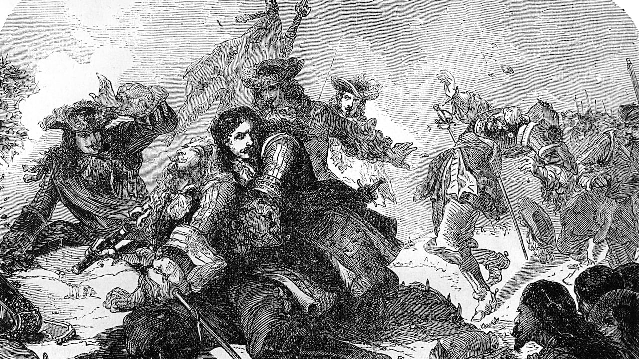 'La muerte de d'Artagnan en la sede de Maastricht', grabado del siglo XIX.