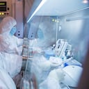 Esta foto sin fecha publicada por el Instituto de Investigación Antipeste de Irkutsk de Siberia y Lejano Oriente, muestra a los trabajadores del instituto en un laboratorio. (Foto, Instituto de Investigación Anti-Peste de Irkutsk de Siberia y Lejano Oriente vía AP)