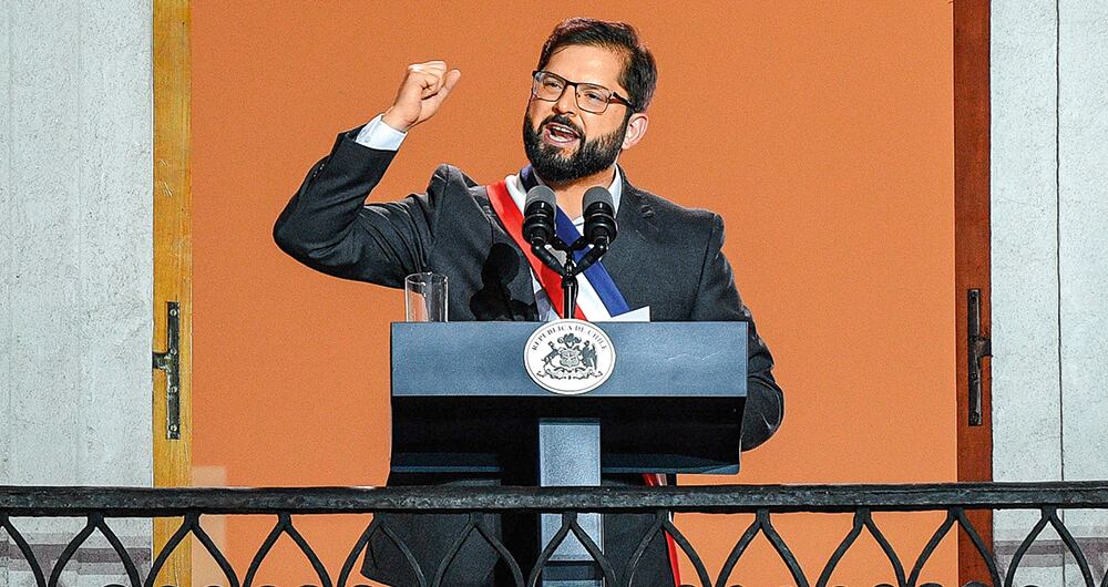 El presidente Gabriel Boric realizó su primer discurso presidencial en el Palacio de la Moneda.