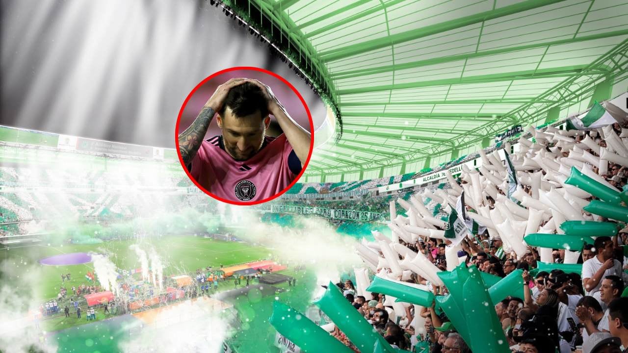 Imagen de referencia de hinchas de Nacional en el estadio / Lionel Messi en Inter Miami.