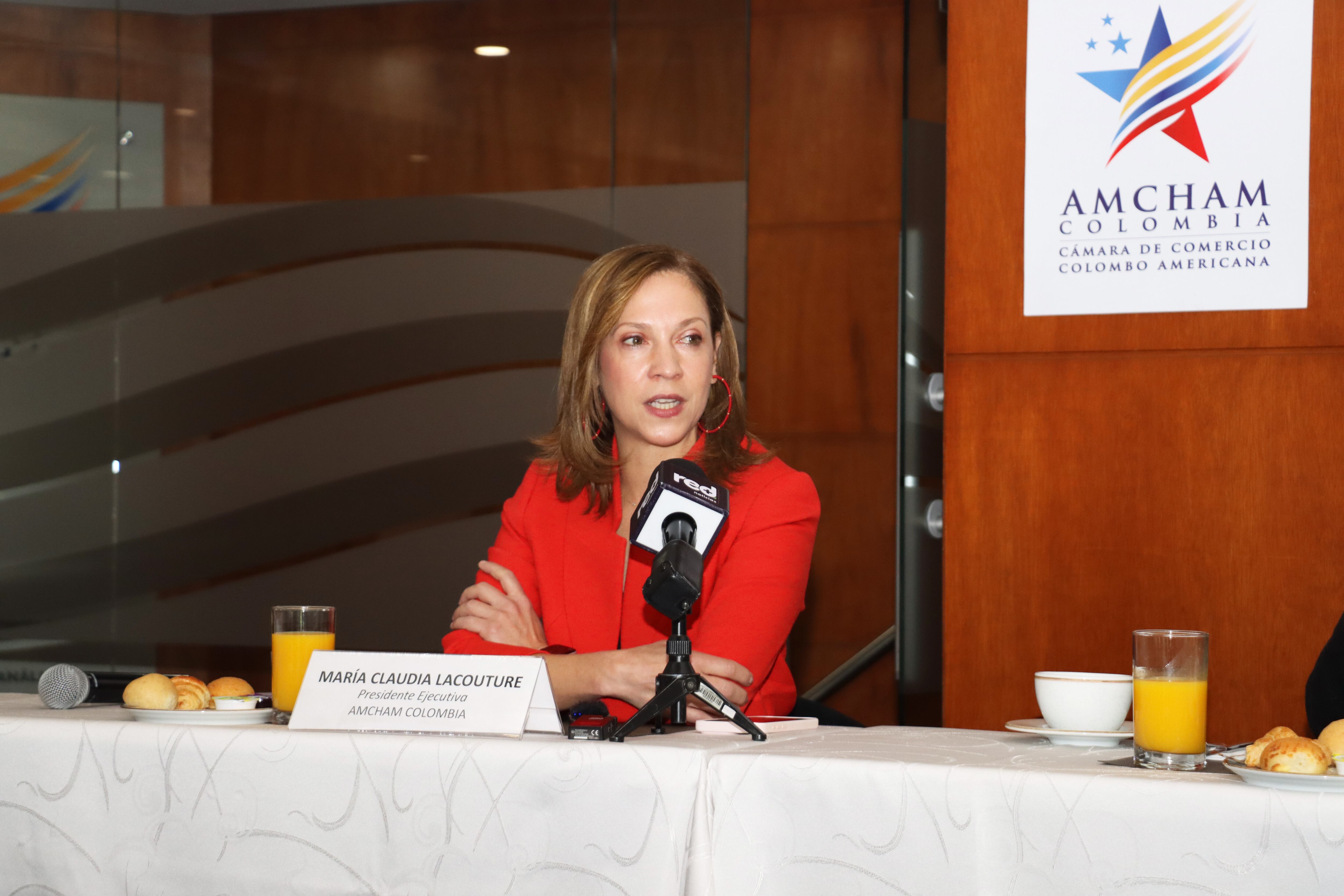 María Claudia Lacouture, presidenta de AmCham Colombia, al presentar el estudio sobre los impactos económicos de una descertificación.