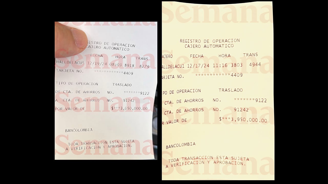Comprobantes de pagos bancarios a Juliana y Verónica Guerrero, así como a David Trespalacios.