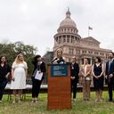 FILE - Amanda Zurawski, one of five plaintiffs, speaks in front of the state Capitol in Austin, Texas, March 7, 2023, as the Center for Reproductive Rights and the plaintiffs announced their lawsuit, which asks for clarity in Texas law as to when abortions can be provided under the "medical emergency" exception. All five women were denied medical care while experiencing pregnancy complications that threatened their health and lives. The women are headed to court Wednesday, July 19, as legal challenges to abortion bans across the U.S. continue a year after the fall of Roe v. Wade. (Sara Diggins/Austin American-Statesman via AP, File)