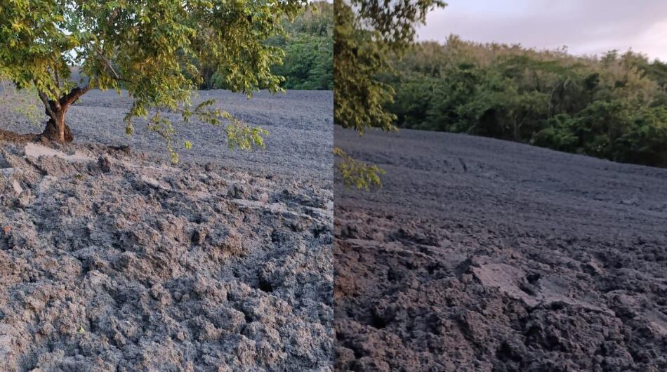 Cubierta de lodo en el municipio de Turbo, Antioquia, después de la erupción del volcán Los Aburridos.