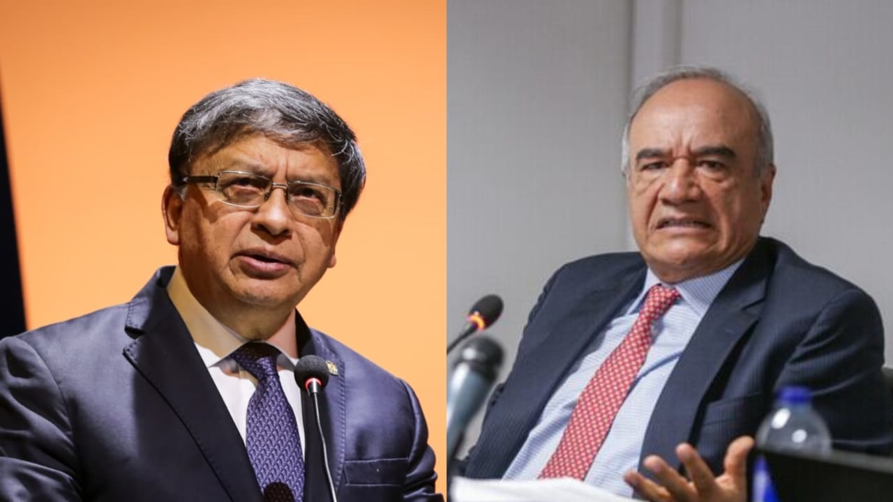 Los magistrados Jorge Enrique Ibáñez y Héctor Carvajal de la Corte Constitucional.
