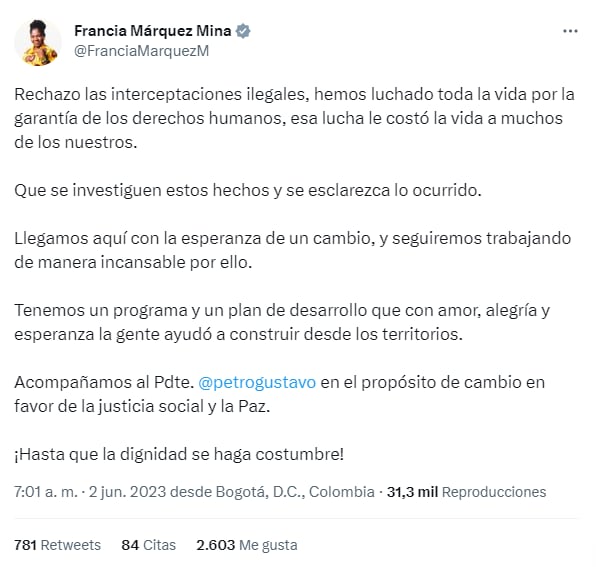 Twitter Francia Márquez