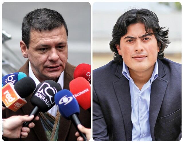 El hijo del presidente, Nicolás Petro, y su abogado, Diego Henao.
