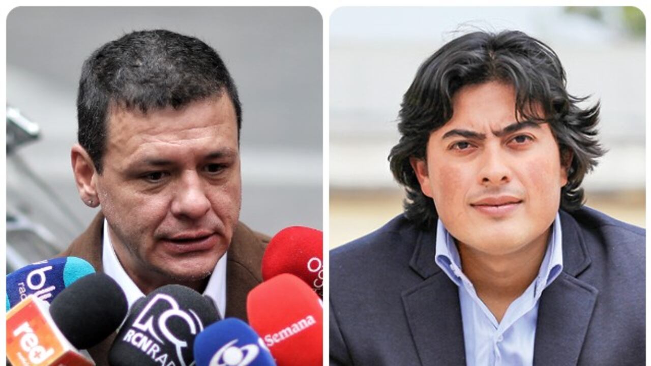 El hijo del presidente, Nicolás Petro, y su abogado, Diego Henao.