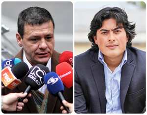 El hijo del presidente, Nicolás Petro, y su abogado, Diego Henao.