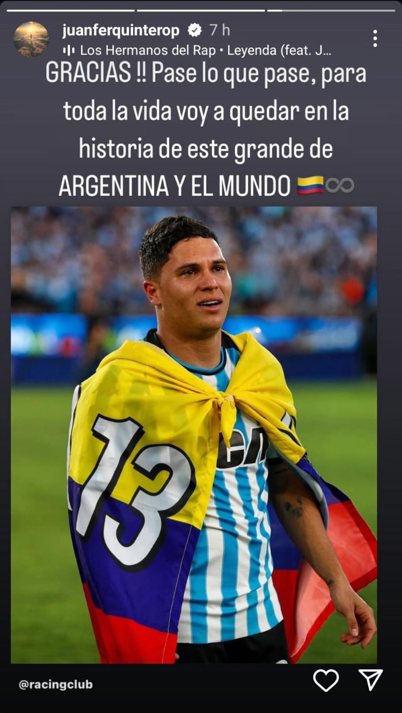 El enigmático mensaje de Juan Fernando Quintero.