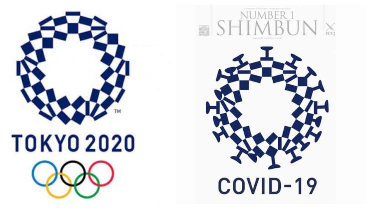 El logo de Tokio 2020 y el diseñado para covid-19
