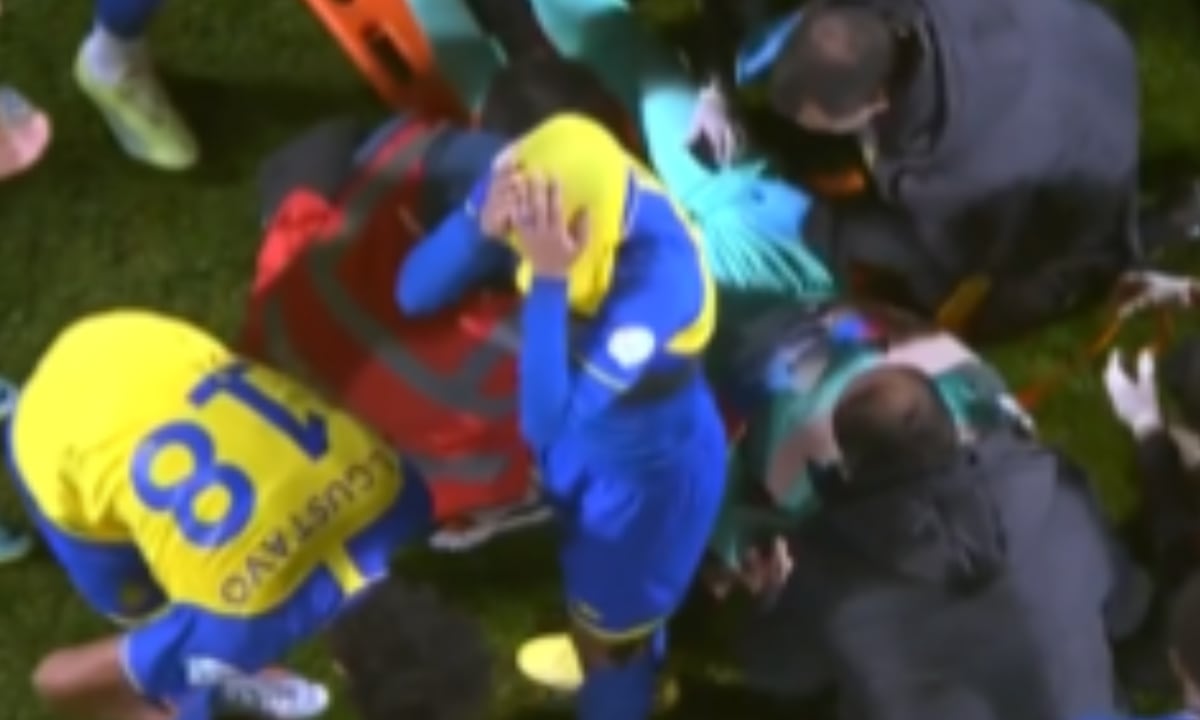 Lesión David Ospina. Foto: Captura de pantalla Twitter @ssc_sports.