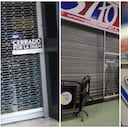 De izquierda a derecha: el sellamiento de Almacenes Éxito, el sellamiento de Olímpica, la marca de Van Camp's y la Autopista Norte de Bogotá