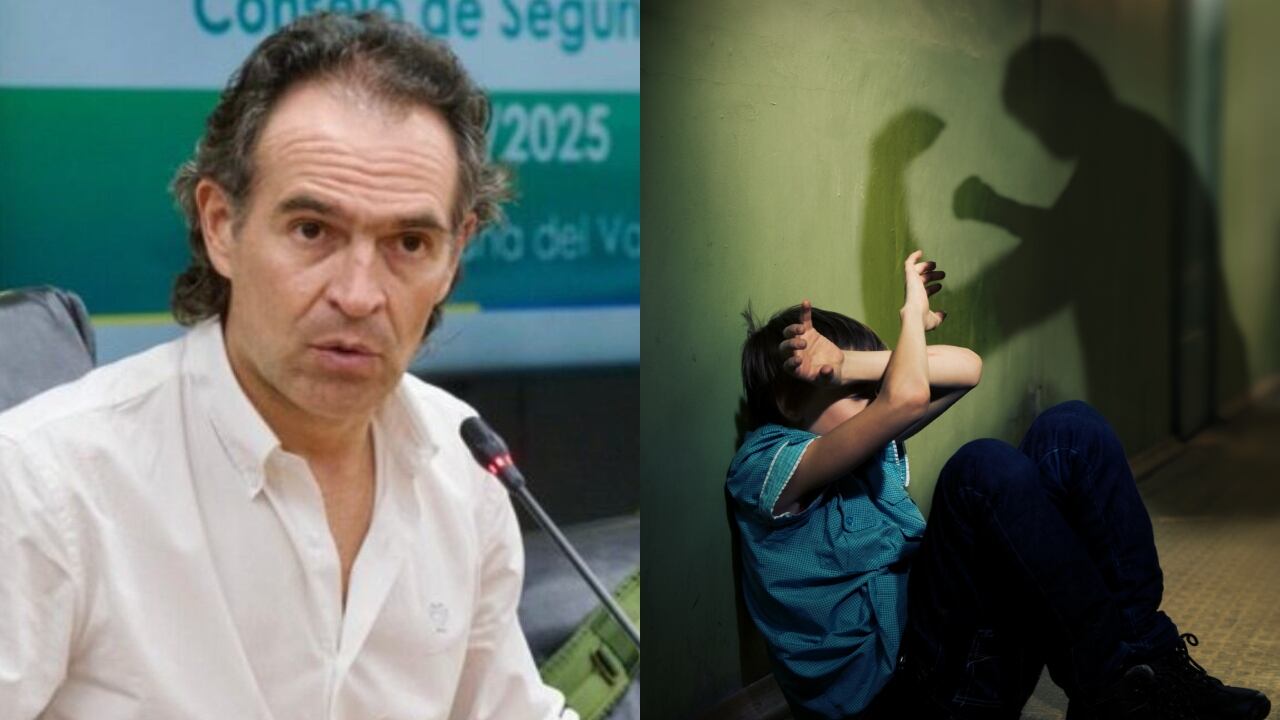 Federico Gutiérrez y niño siendo golpeado.