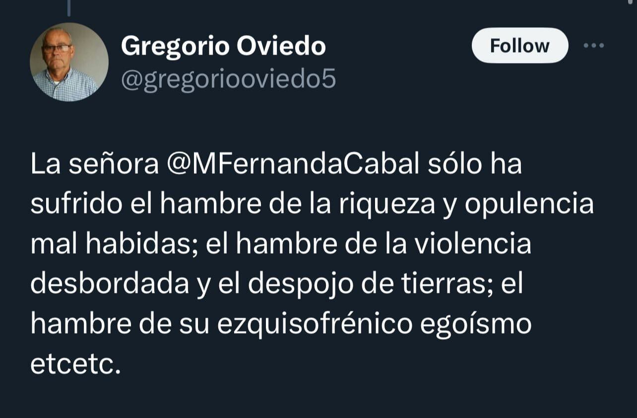 Trino de Oviedo contra la senadora María Fernanda Cabal