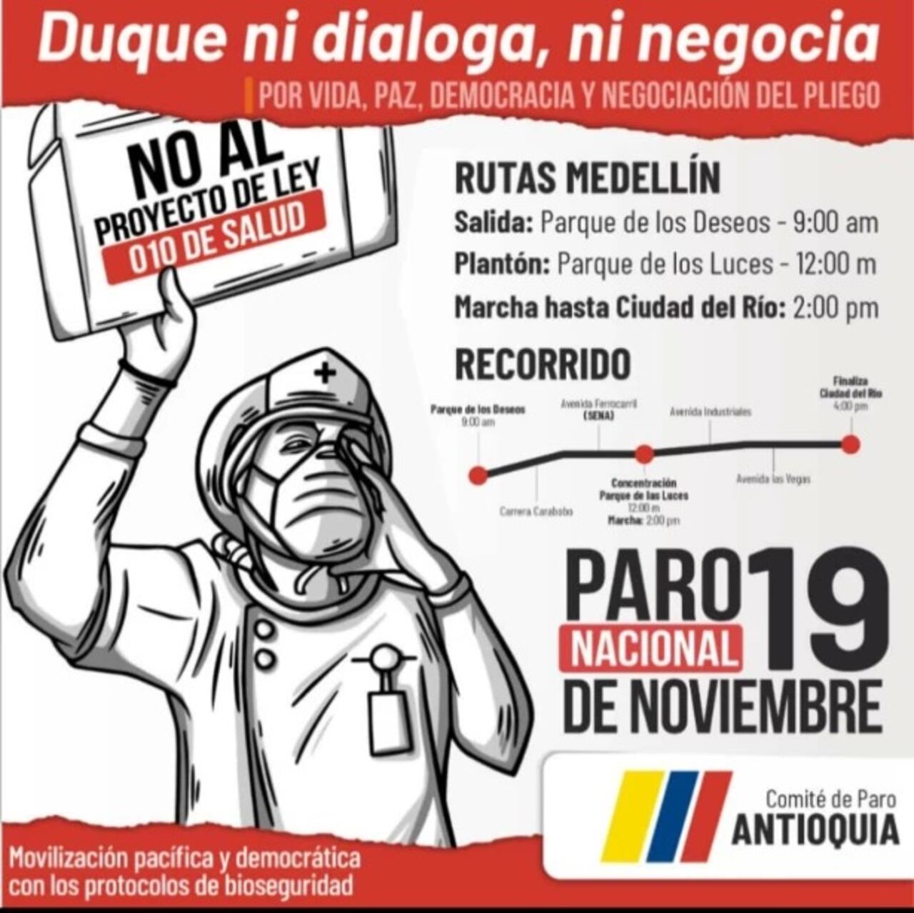 Paro Nacional Medellín: Puntos de concentración, bloqueos y recorrido de la marcha