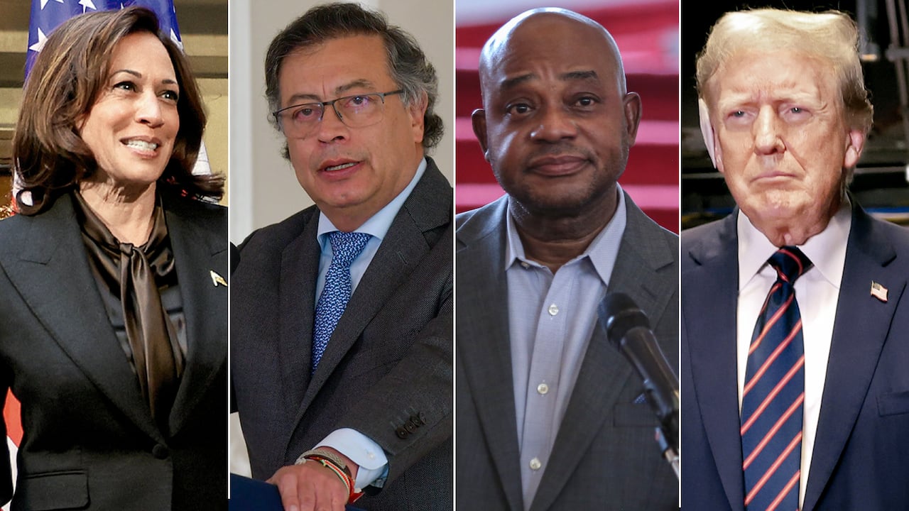 Colombia pasará por diferentes escenarios dependiendo de la elección de Trump o Harris. En la foto: Kamala Harris, Gustavo Petro, Luis Gilberto Murillo y Donald Trump.