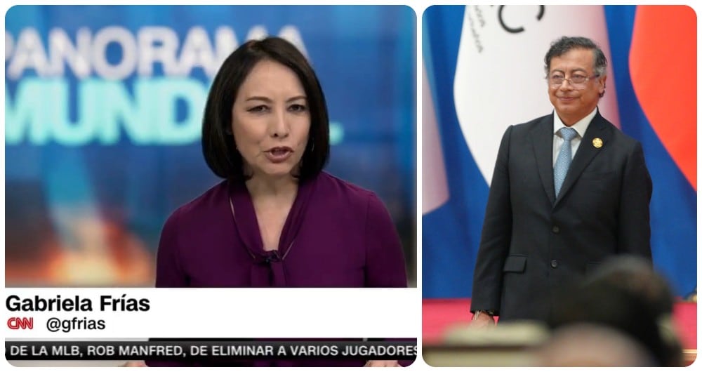Gabriela Frías, periodista de CNN y el presidente Gustavo Petro.