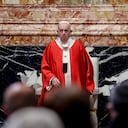 El Papa Francisco celebra la misa del Domingo de Ramos en la Basílica de San Pedro en el Vaticano, el domingo 28 de marzo de 2021 Foto: Giuseppe Lami / Foto de Pool vía AP.