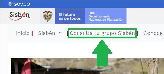 Pantallazo tomado de la página del Sisbén