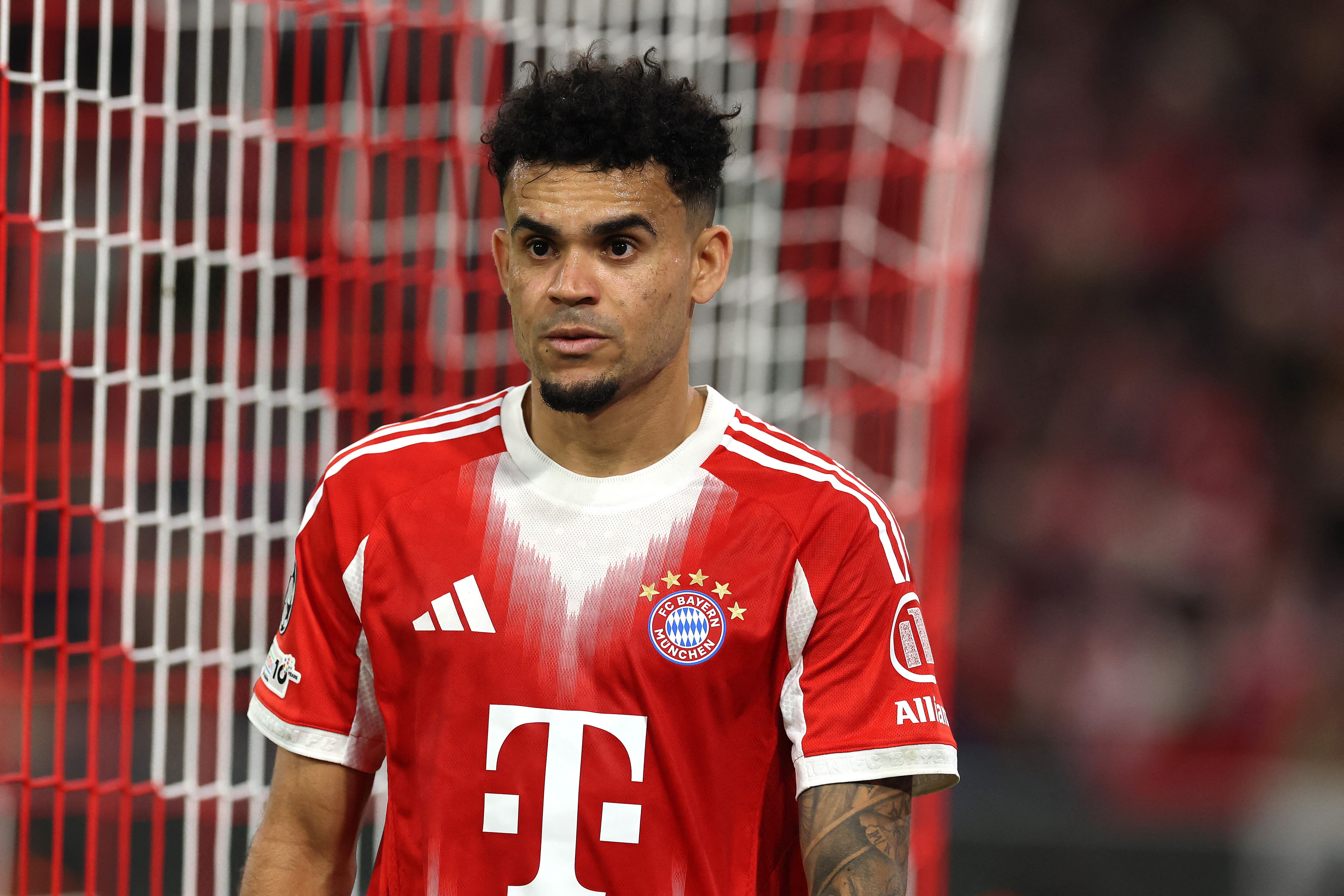 MUNICH, GERMANY - OCTOBER 22: Luis Diaz of FC Bayern M�nchen looks on during the UEFA Champions League 2025/26 League Phase MD3 match between FC Bayern M�nchen and Club Brugge KV at Football Arena Munich on October 22, 2025 in Munich, Germany. (Photo by Alexander Hassenstein/Getty Images) (Photo by ALEXANDER HASSENSTEIN / GETTY IMAGES EUROPE / Getty Images via AFP)