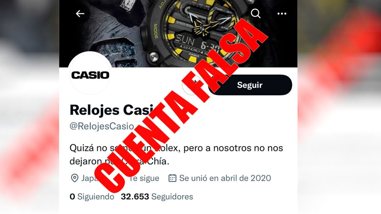 En Twitter han aparecido cuentas falsas de Casio que generan informaciones mentirosas sobre la marca.