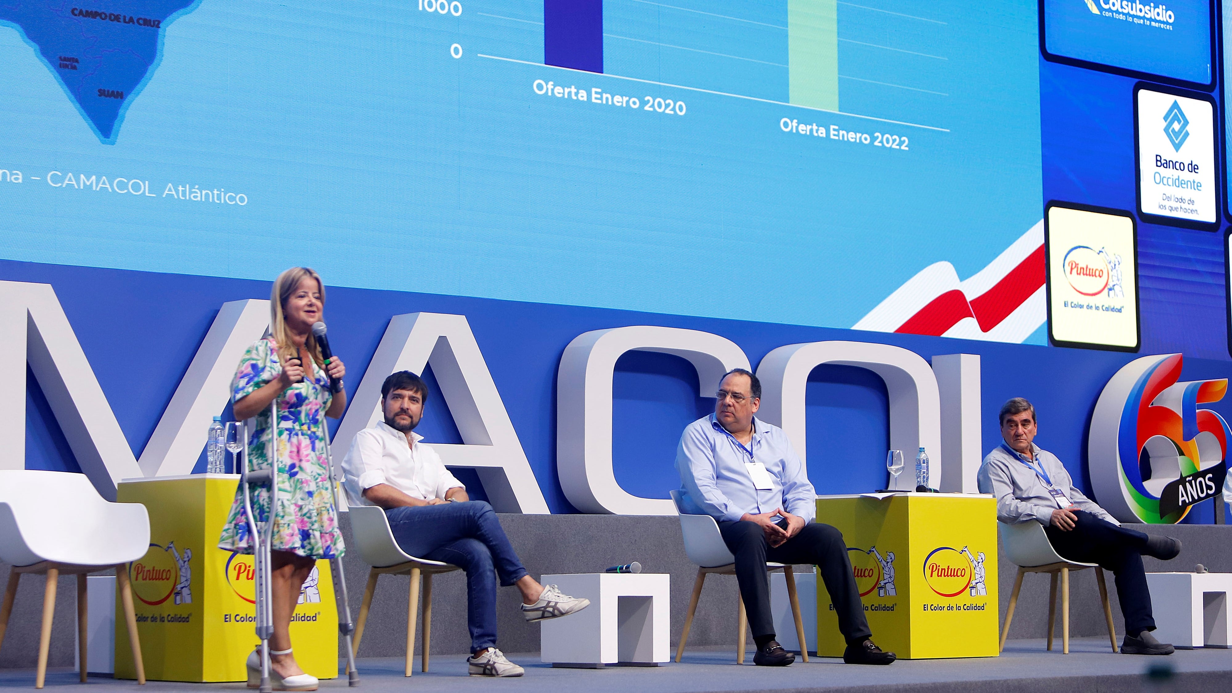 Elsa Noguera, gobernadora del Atlántico, durante la inauguración del
Congreso de Camacol en Barranquilla.