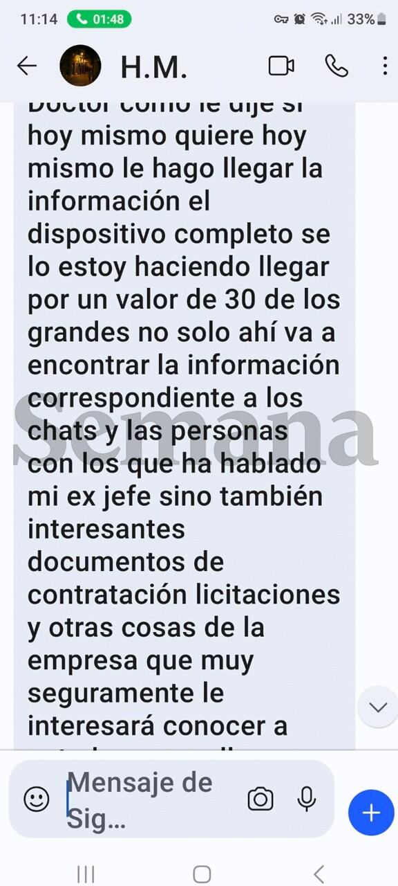 Mensaje al canciller Leyva.