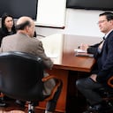 Germán Bahamón, gerente de la Federación de Cafeteros, y Germán Ávila, ministro de Hacienda. Encuentro para la firma de prórroga de contrato del Fondo del café.
