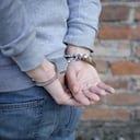 retrato, de, criminal, hombre, arrestado