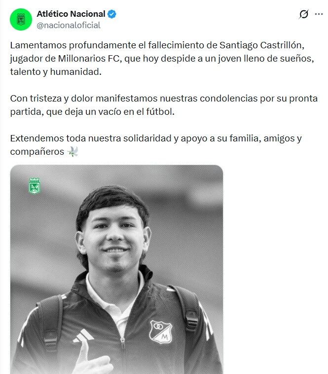 Comunicado de Atlético Nacional.