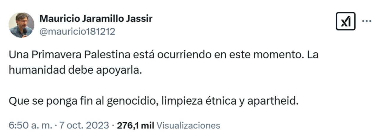 Trino Mauricio Jaramillo Jassir sobre el conflicto en Israel.