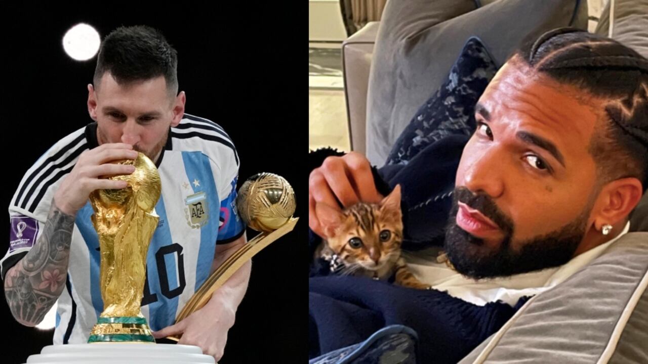 De izquierda a derecha: Lionel Messi y el artista Drake.