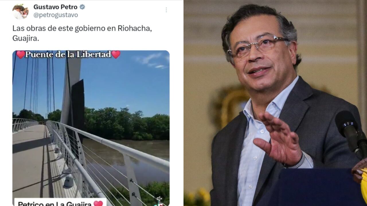 El presidente Gustavo Petro y la publicación en X que luego eliminó.