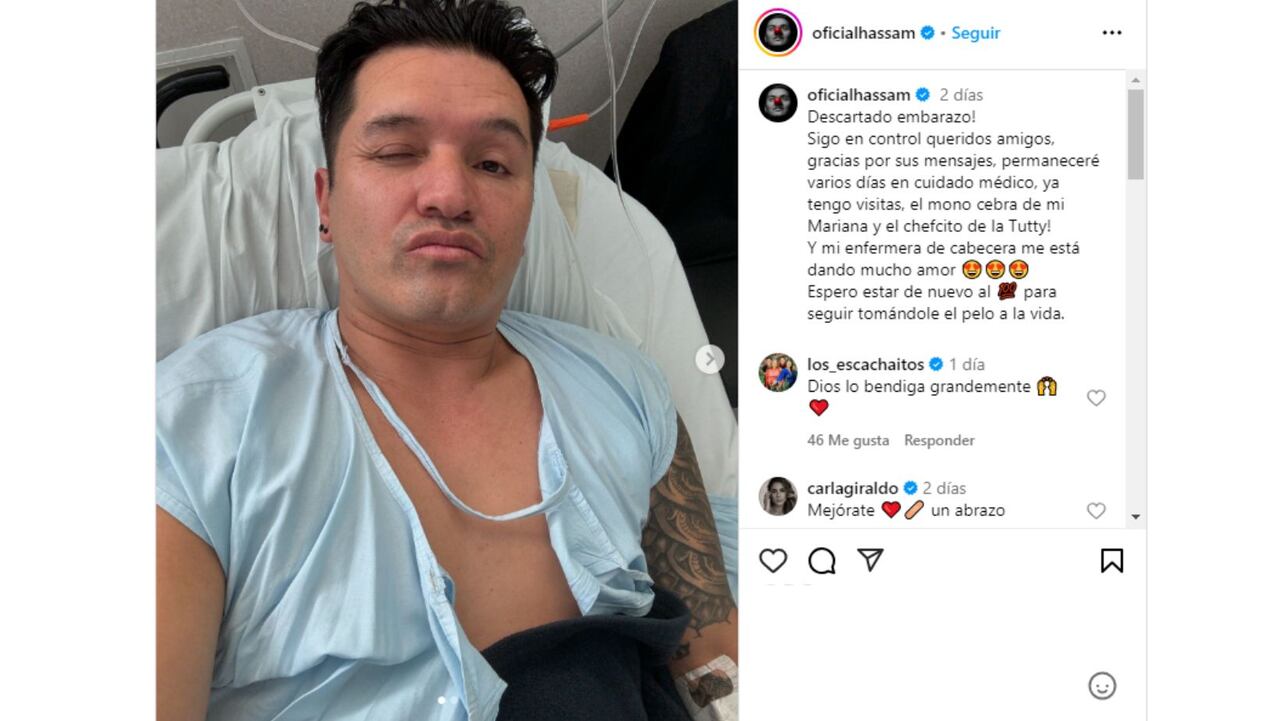 Hassam dio nuevos detalles sobre su estado de salud tras ser hospitalizado de emergencia: "Todo va evolucionando"