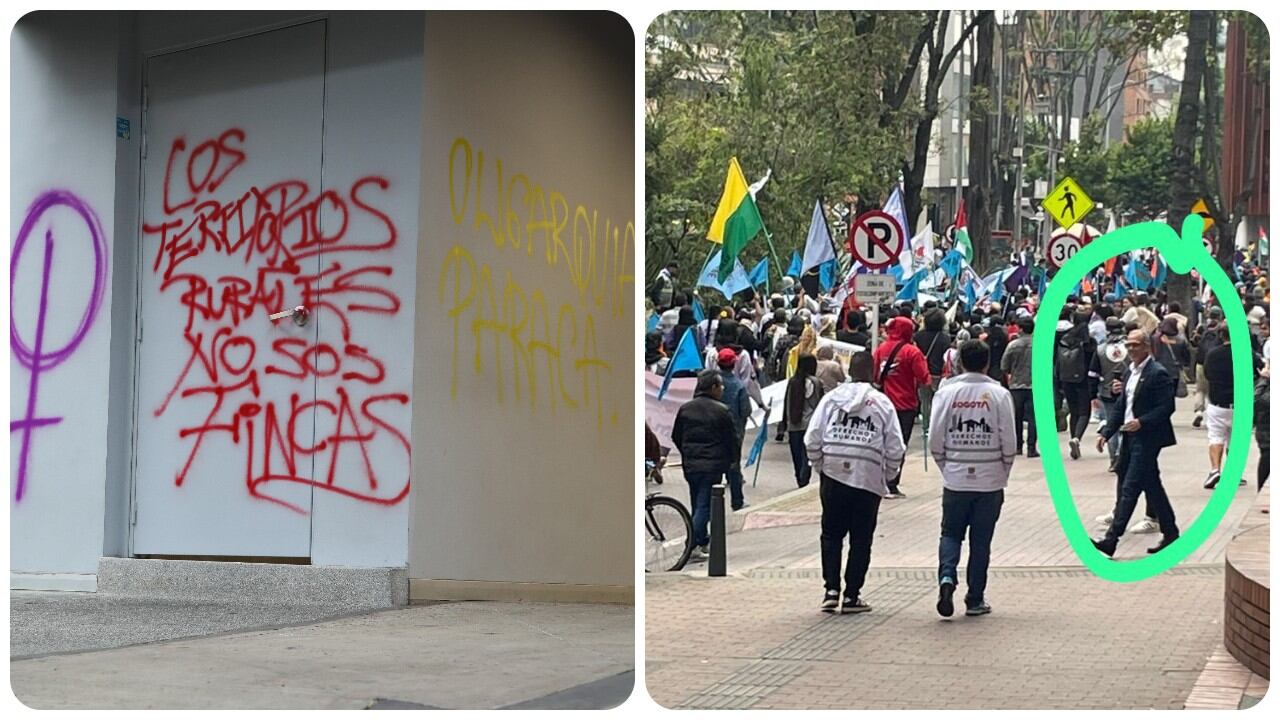Alfredo Saade fue captado en medio de la movilización en la tarde de este lunes en Bogotá.
