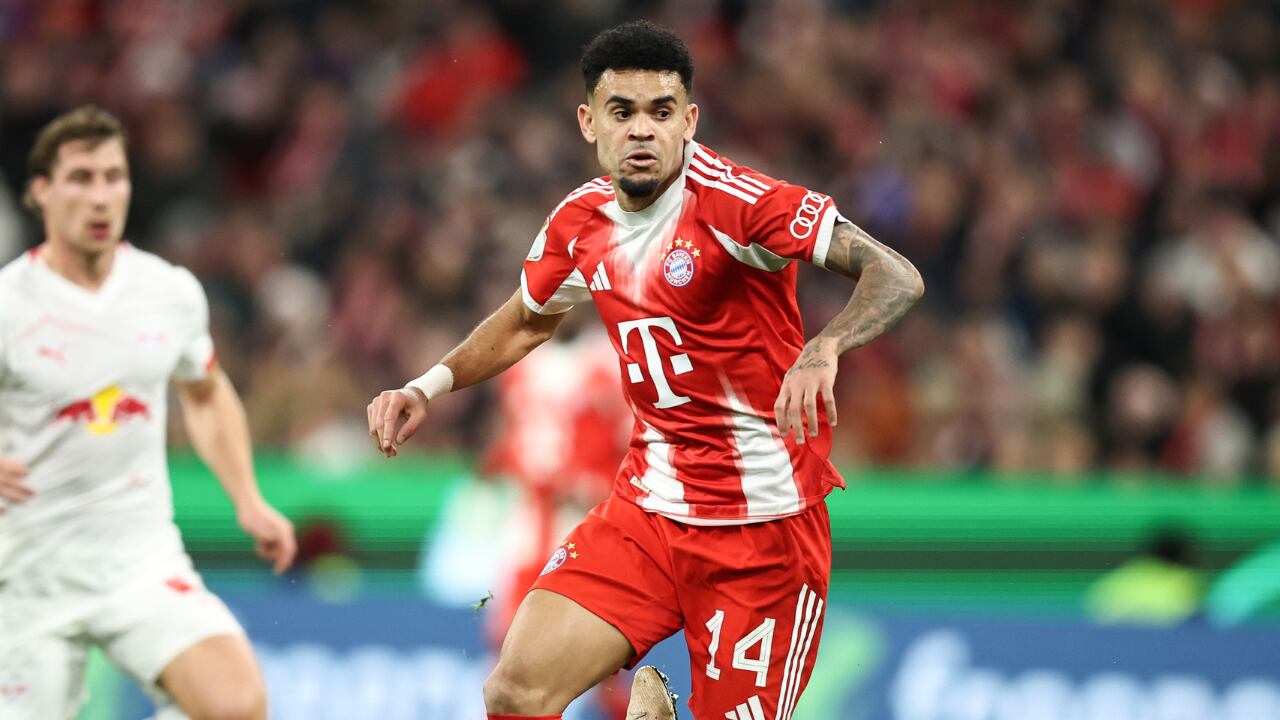 Luis Díaz, con Bayern Múnich ante RB Leipzig, por la Copa de Alemania.
