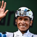 Movistar Team�s Colombian rider Nairo Quintana looks on from the sign-in podium ahead of the 119th edition of the Giro di Lombardia (Tour of Lombardy), a 238km cycling race from Como to Bergamo on October 11, 2025. (Photo by Marco BERTORELLO / AFP)