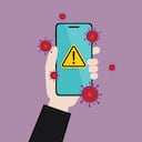 Ilustración de virus o 'malware' en el celular.