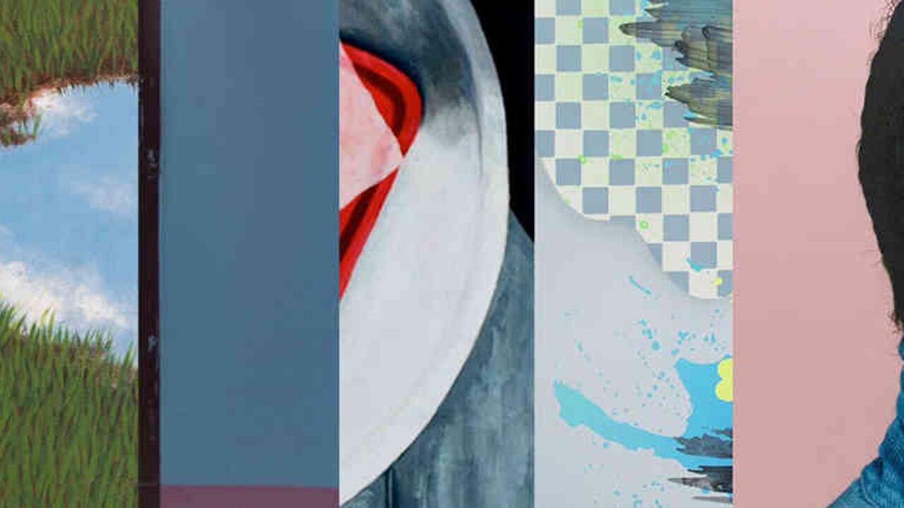 La exposición “Pintura de la P a la A” reúne obras pictóricas de los artistas Maria Isabel Vargas, Esteban Ocampo, Nicolás Galindo, Felipe Salgado y Daniel Martínez. Foto: Nueveochenta.