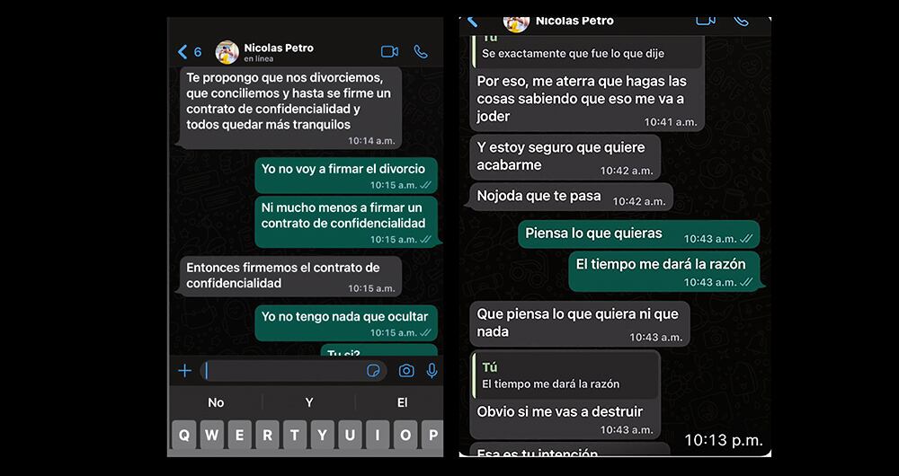 Chats de Nicolás Petro con Day Vásquez.