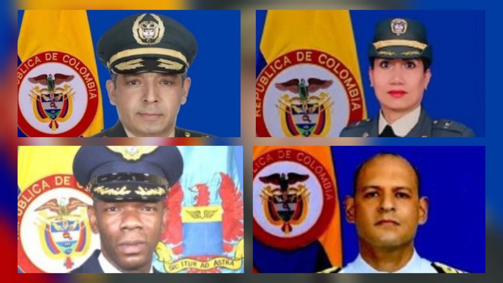 Delegación militar de observadores con el ELN. (izq a der) General Hugo López; Mayor Isabel Osuna; Coronel Rodrigo Mezu y capitán de navío Roberto Bonilla.