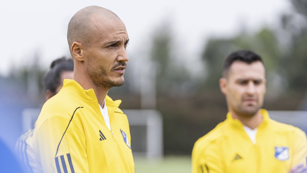 David González en el primer entrenamiento con Millonarios