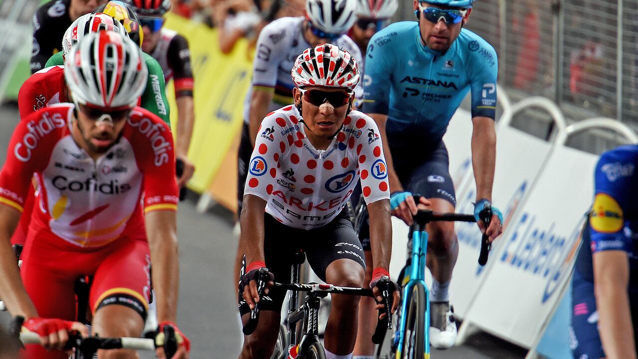 Nairo Quintana del equipo Arkea Samsic en la meta de Quillán