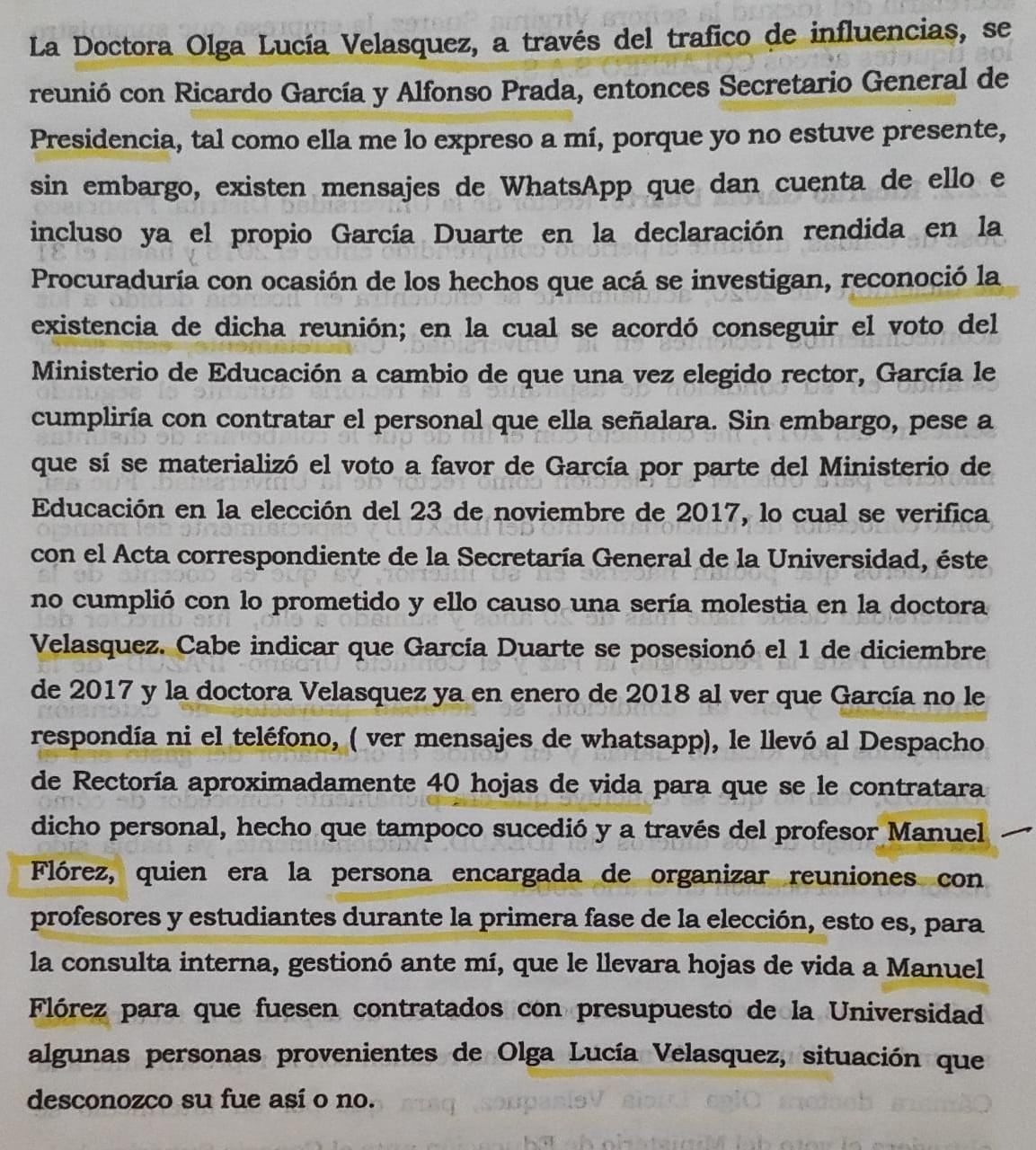Declaración de Wilman Muñoz a la Fiscalía