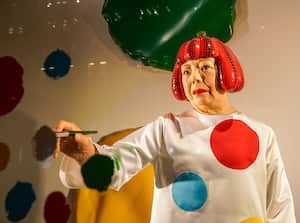 NEW YORK, U.S.- JANUARY 8: A realistic robot of Japanese artist Yayoi Kusama in the window of the Louis Vuitton store on Fifth Avenue, New York which opened to public on January 6th, attracts the attention of those who see it. The company also presents its second collaboration with 93 years old artist at a pop-up store in the Meatpacking District in New York. (Photo by Selcuk Acar/Anadolu Agency via Getty Images)