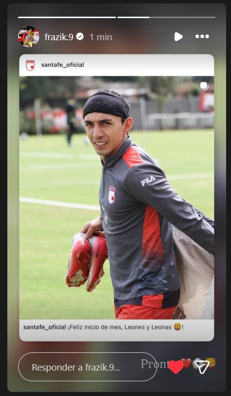 Omar Fernández Frasica, volante de Independiente Santa Fe, y su mensaje en Instagram