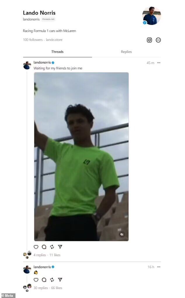 Lando Norris realiza su primera publicación en Threads, la nueva red social rival de Twitter.